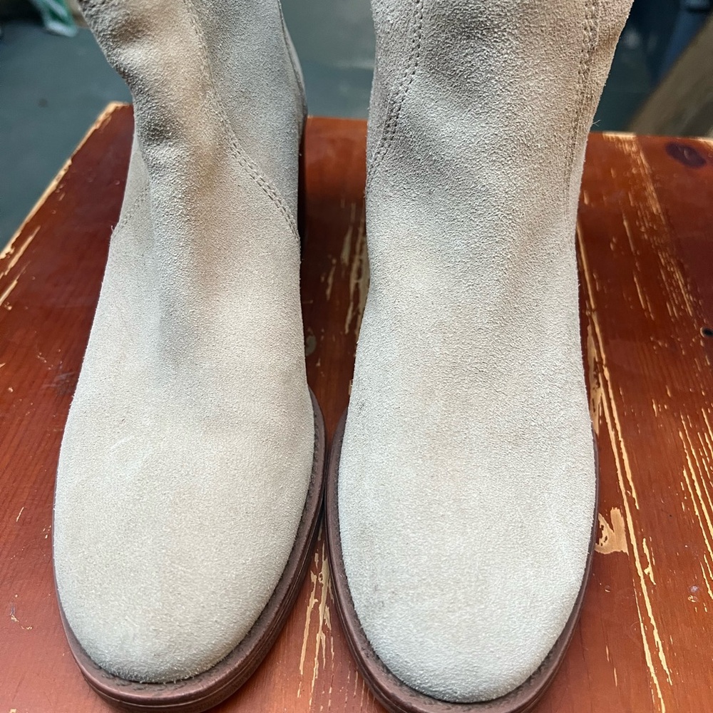 Vince Camuto Cream Suede Ankle Booties